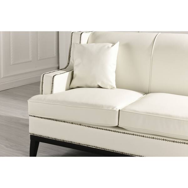Shop Modern Soft Bonded Leather Sofa With Nailhead Trim Details Overstock 13232427