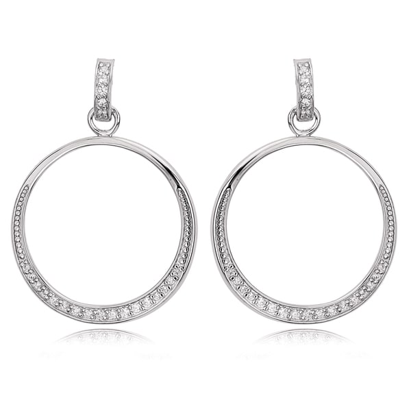 Avanti Sterling Silver Cubic Zirconia Tapered Circle Dangle Earrings