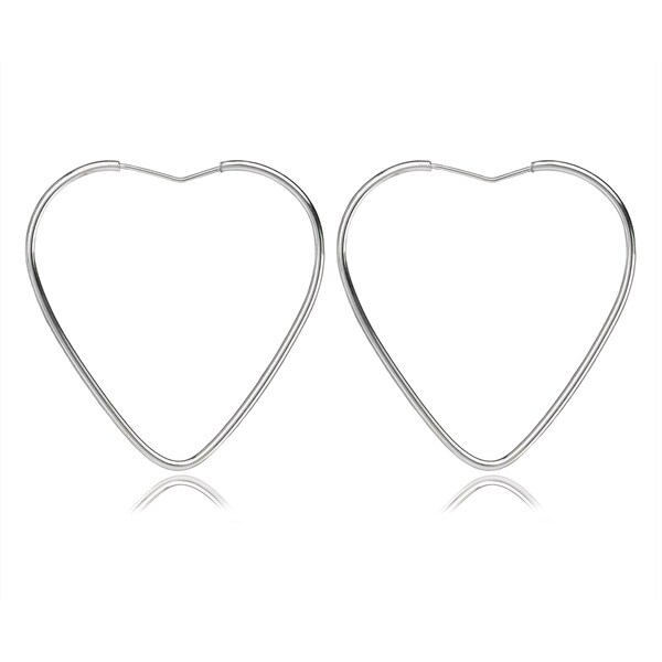 Avanti Sterling Silver Heart Shape Hoop Earrings On Avanti Sterling Silver Heart Shape Hoop Earrings