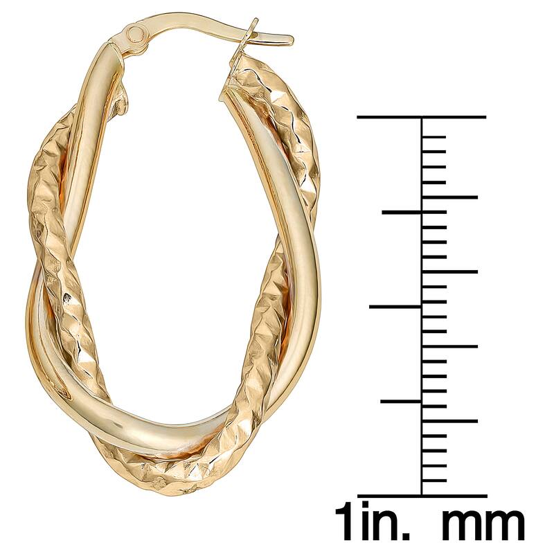 Fremada Italian 14k Yellow Gold Intertwined Oval Hoop Earrings