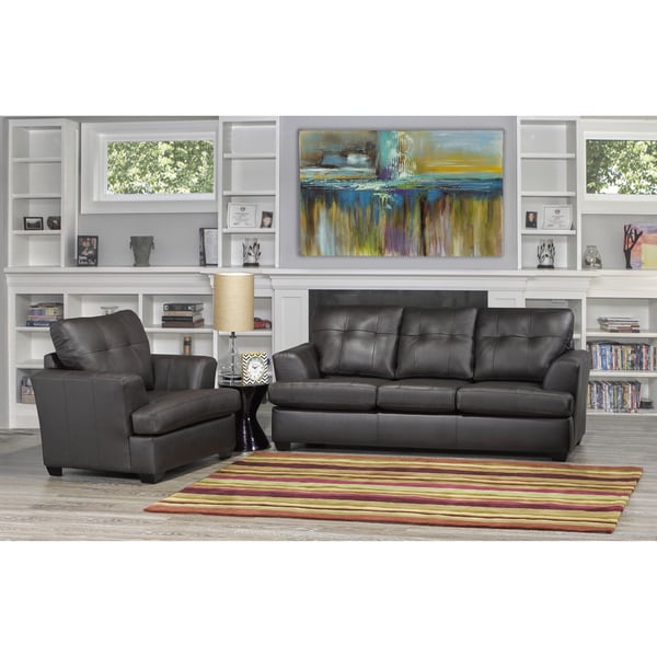 Carrera Premium Brown Top Grain Leather Sofa and Chair
