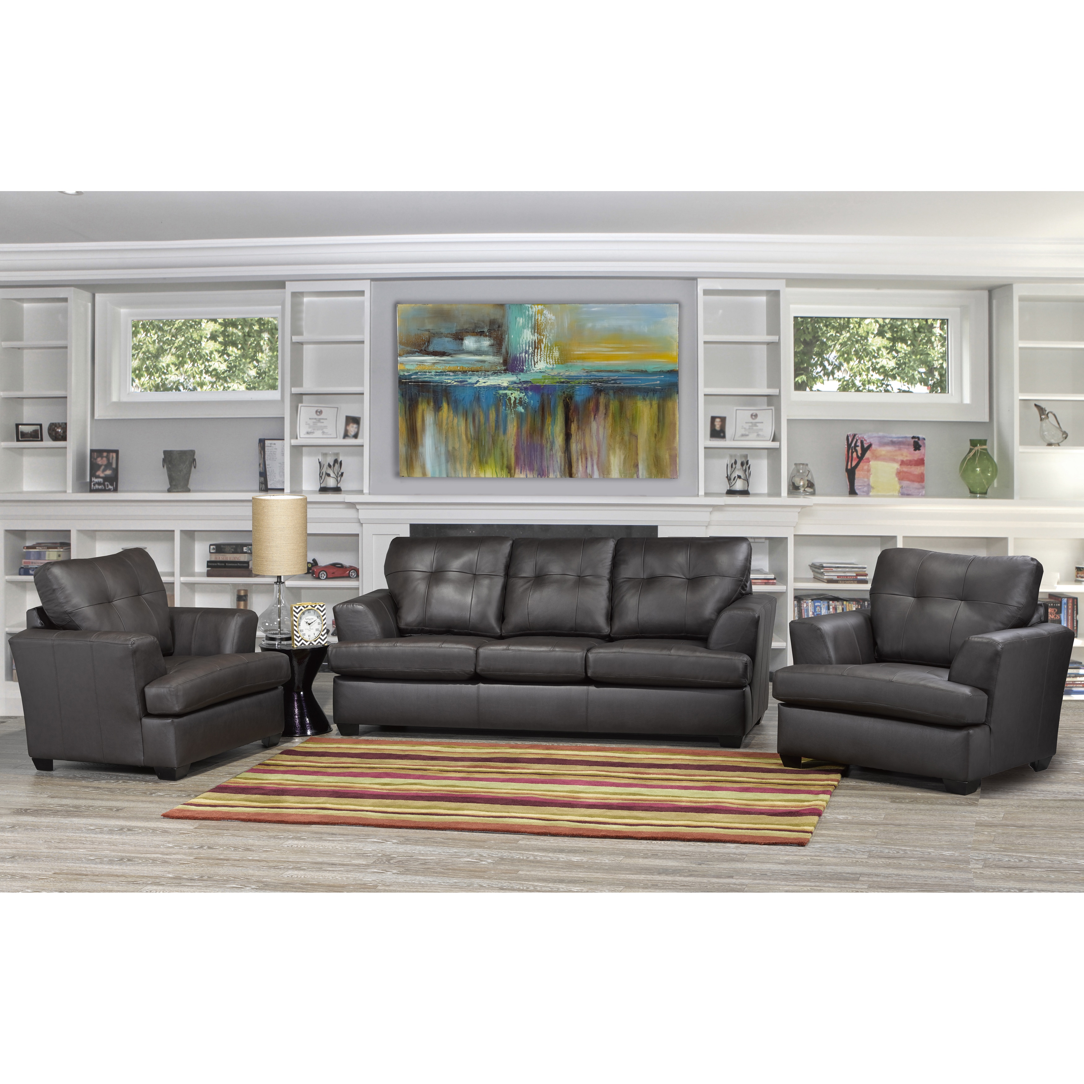 Carrera Premium Brown Top Grain Leather Sofa And Two Chairs Set On Sale Overstock 13251185