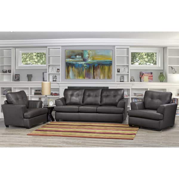Carrera Premium Brown Top Grain Leather Sofa and Two Chairs Set - On Sale -  Overstock - 13251185