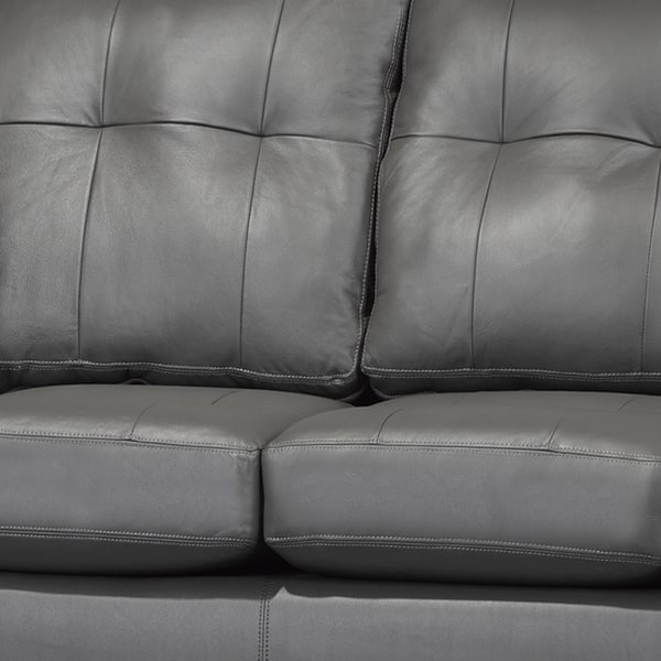 Travis Premium Grey Top Grain Leather Sofa and Loveseat Bed Bath