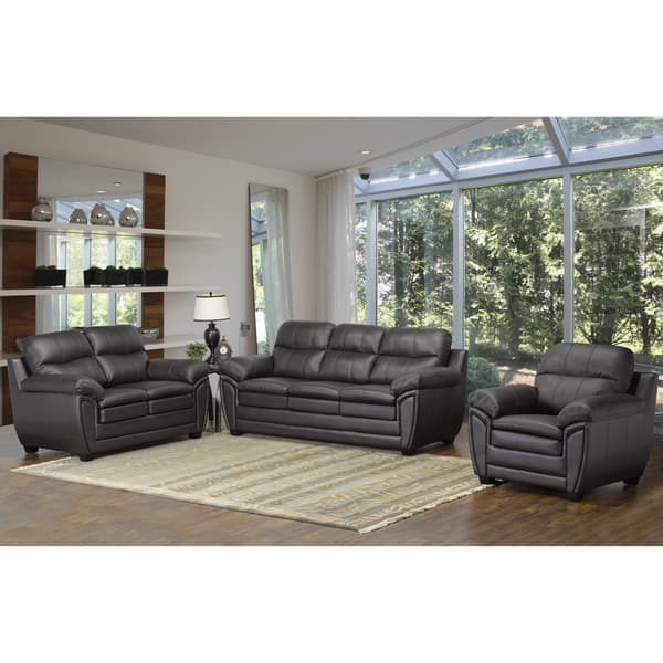 Upton Premium Brown Top Grain Leather Sofa, Loveseat and Chair ...