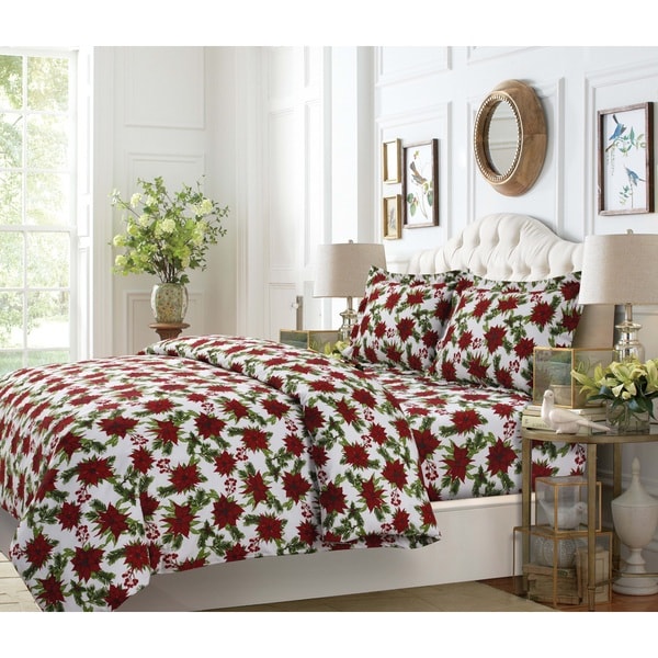 'Christmas Joy' Flannel Duvet Cover and Shams (3-Piece Set) - Overstock ...