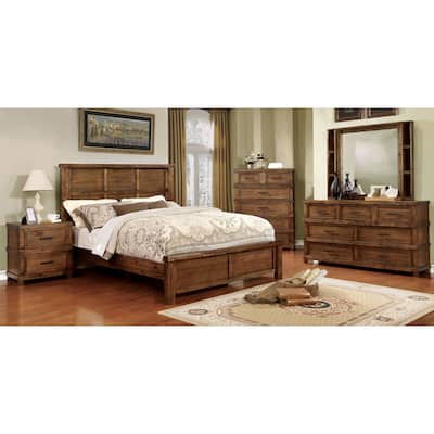 Furniture of America Stamson Rustic 4-piece Antique Oak Bedroom Set