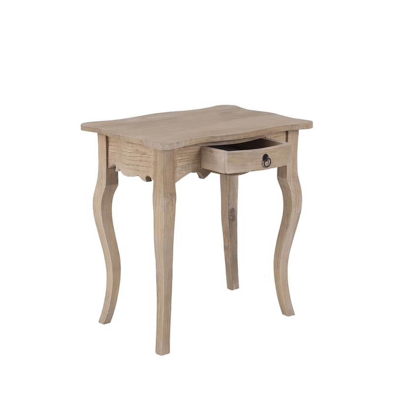 Unfinished Mindi Wood Side Table With Drawer by East at Main - 26" x 18" x 26"