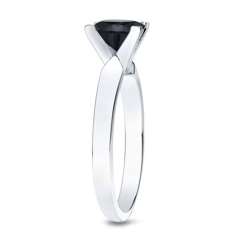 Auriya 14k Gold 1/2ctw Princess-cut Solitaire Black Diamond Engagement Ring