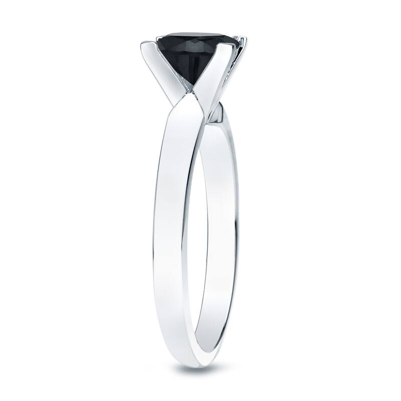 Auriya 14k Gold 3/4ctw Princess-cut Solitaire Black Diamond Engagement Ring