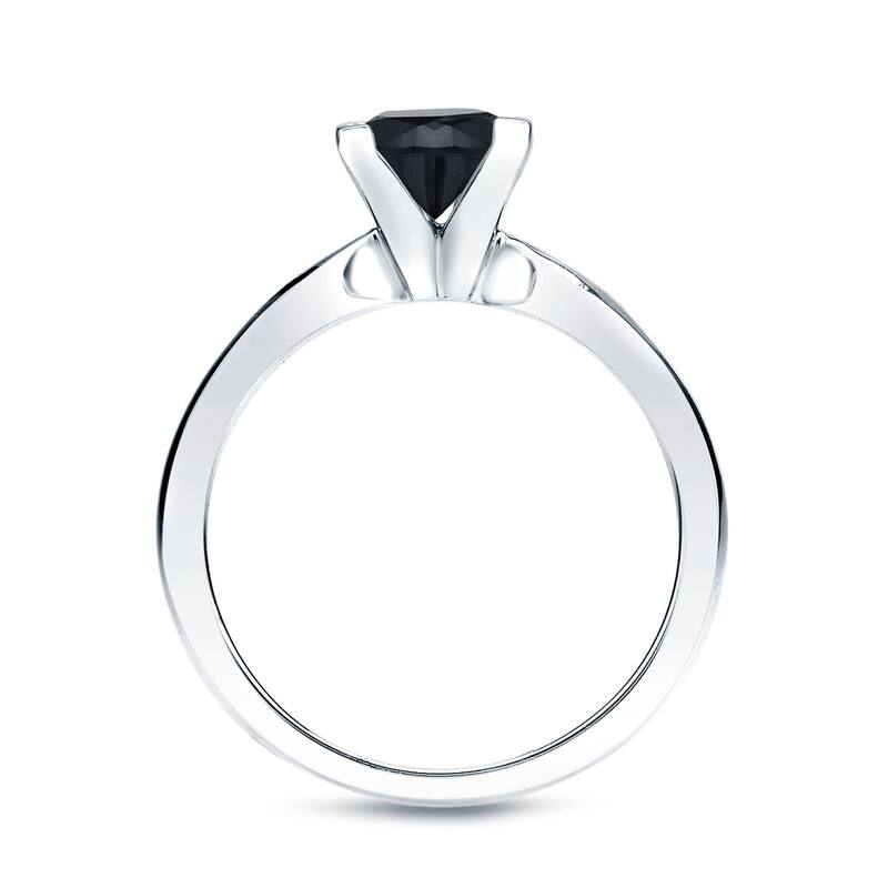 Auriya 14k Gold 1ctw Princess-cut Solitaire Black Diamond Engagement Ring