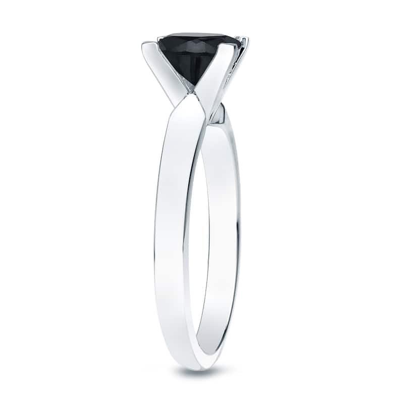 Auriya 14k Gold 1 1/4ctw Princess-cut Solitaire Black Diamond Engagement Ring