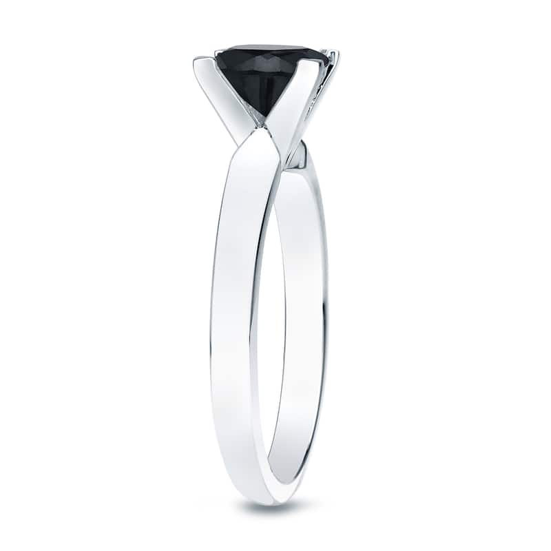 Auriya 14k Gold 1 1/2ctw Princess-cut Solitaire Black Diamond Engagement Ring