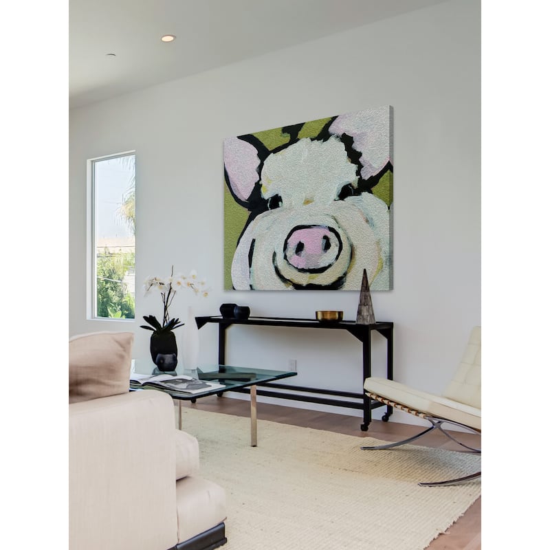 Marmont Hill - 'Modern Pig' by Michelle Rivera Painting Print on Wrapped Canvas - Multi-Color