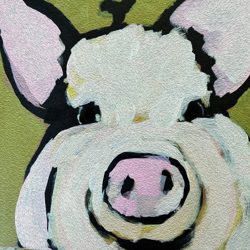 Marmont Hill - 'Modern Pig' by Michelle Rivera Painting Print on Wrapped Canvas - Multi-Color