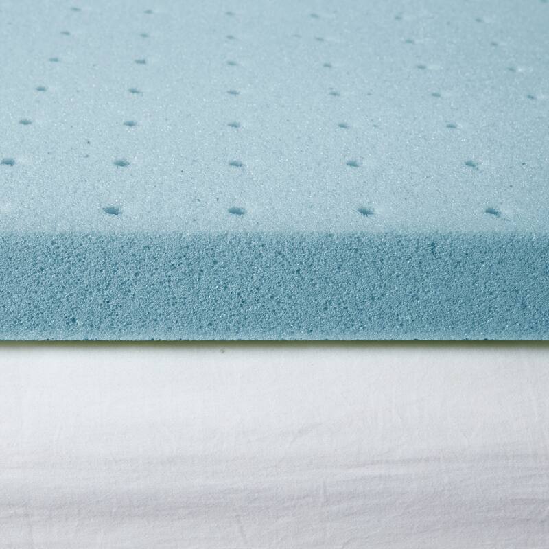 Madison Park 2-inch Gel Memory Foam Anti-microbial and Dust Mites Resistant Mattress Topper with Non-skid Back - White