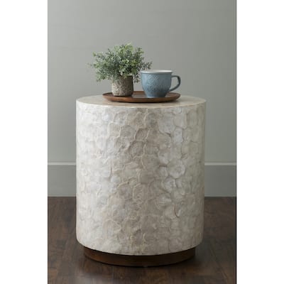 Natural Off-White Capiz Shells End Table by East at Main