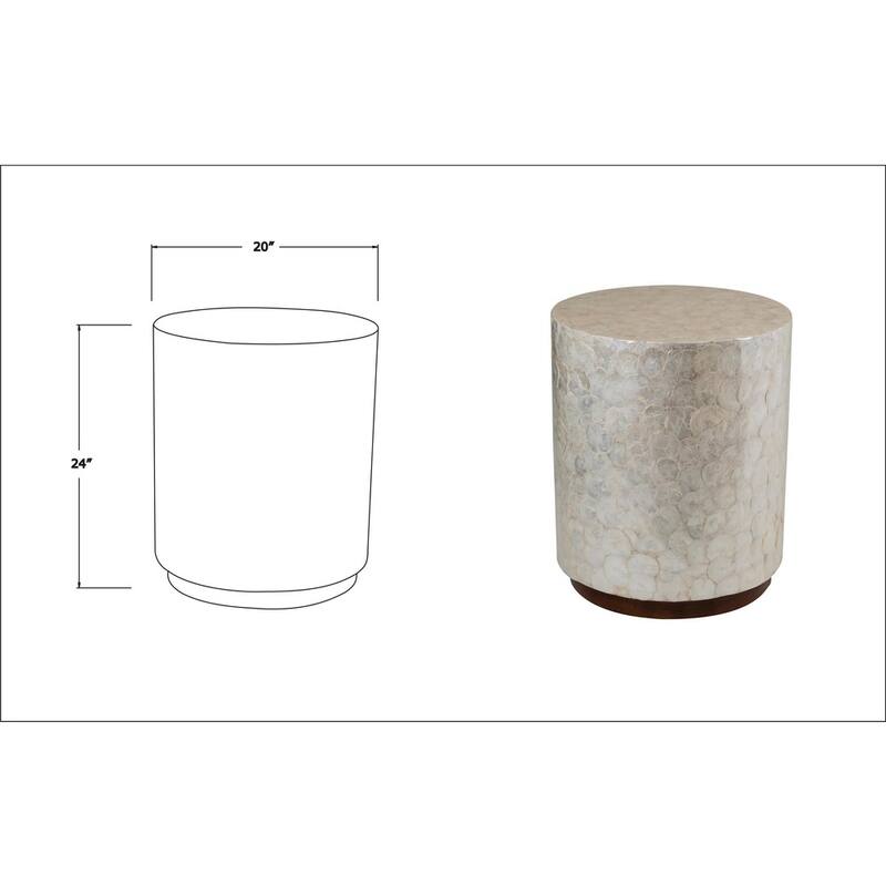 Natural Off-White Capiz Shells End Table by East at Main