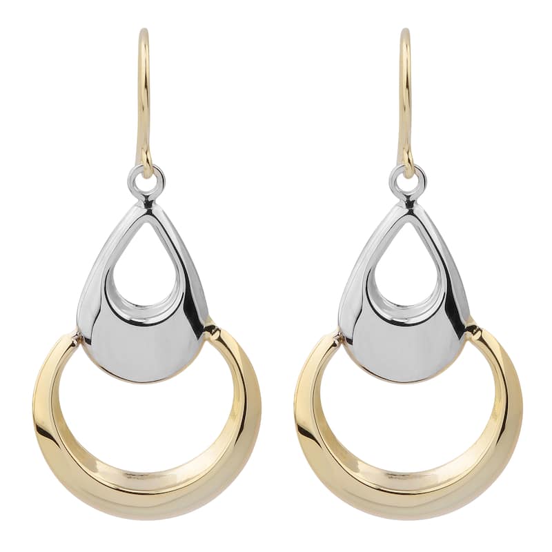 Fremada 14k Two-tone Gold Teardrop On Open Circle Dangle Earrings