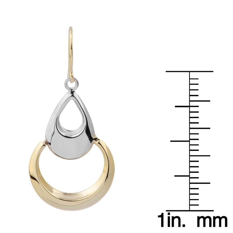 Fremada 14k Two-tone Gold Teardrop On Open Circle Dangle Earrings