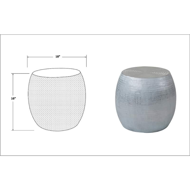 Hammered Metal Drum Accent Side Table by East at Main