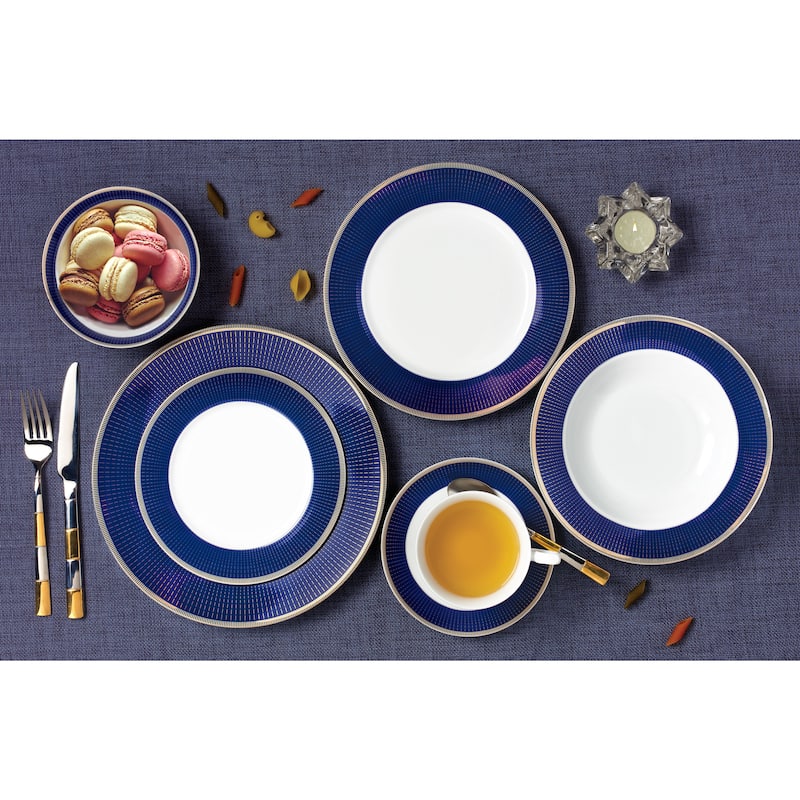 57-piece Bone China Dinnerware Set - Midnight - Gold