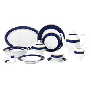 57-piece Bone China Dinnerware Set - Midnight - Gold - Bed Bath ...