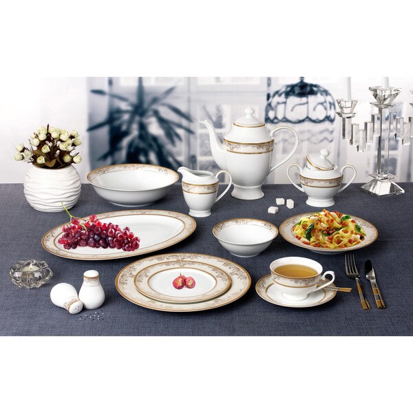 57-piece Bone China Dinnerware Set for 8 People - Chloe - Bed Bath
