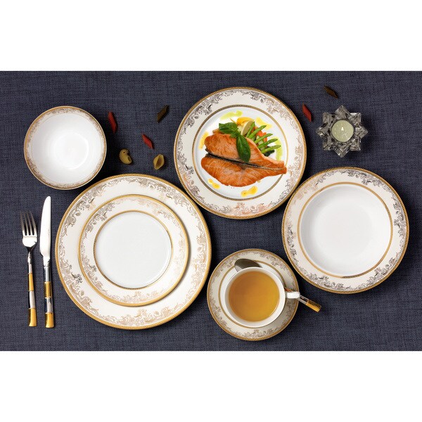 57-piece Bone China Dinnerware Set for 8 People - Chloe - Bed Bath