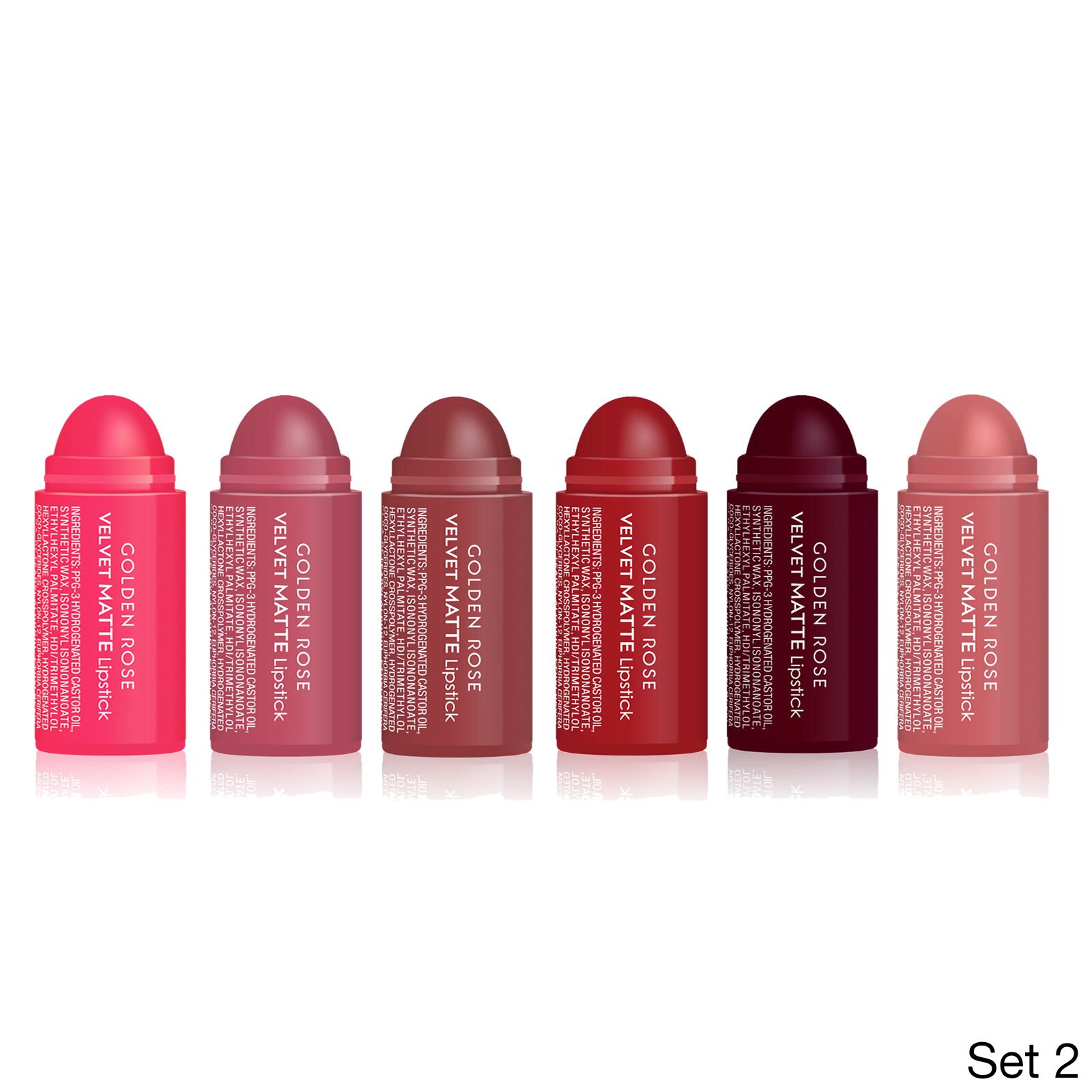 Golden Rose Long Wearing Velvet Matte 6 Piece Lipstick Mini Set