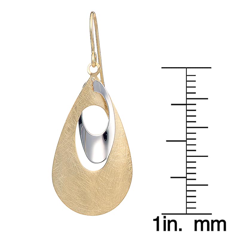 Fremada 14k Two-tone Gold Teardrop Dangle Earrings