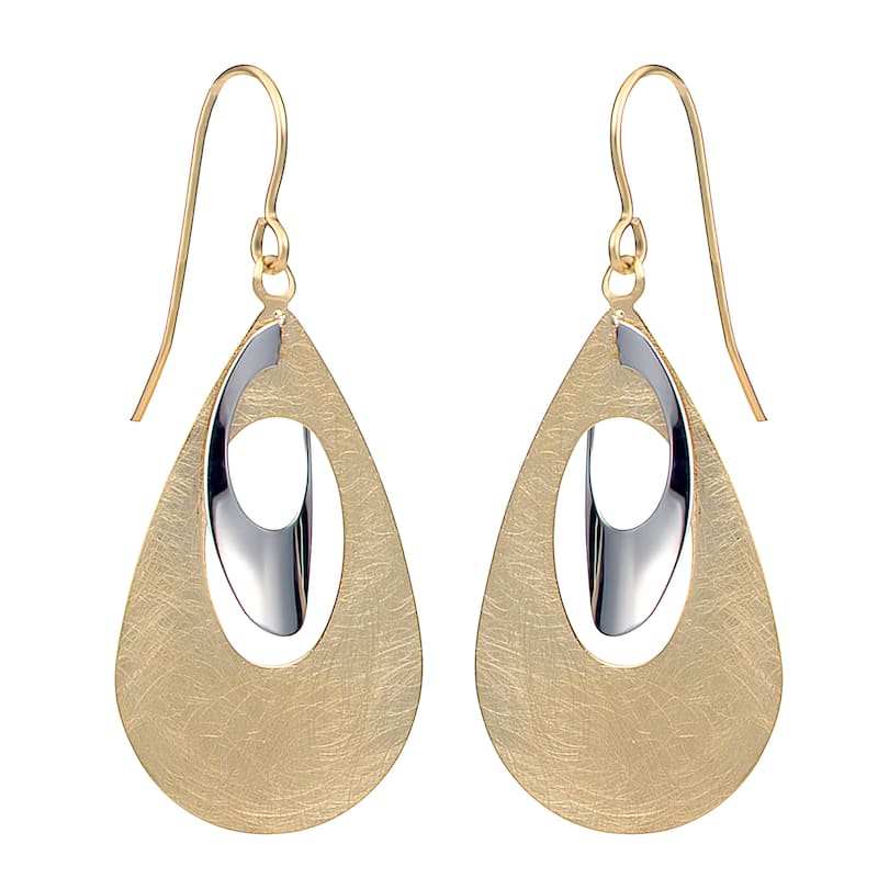 Fremada 14k Two-tone Gold Teardrop Dangle Earrings