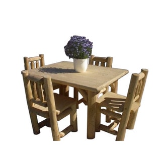 White Cedar Log Rustic Table and Chair Set