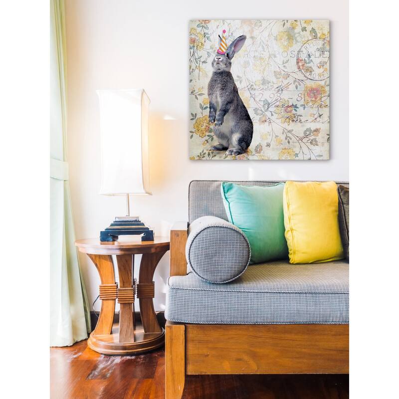 Marmont Hill - 'Party Rabbit' by Morgan Jones Painting Print on Wrapped Canvas - Multi-Color