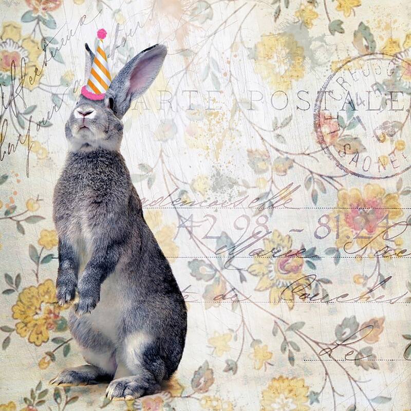 Marmont Hill - 'Party Rabbit' by Morgan Jones Painting Print on Wrapped Canvas - Multi-Color