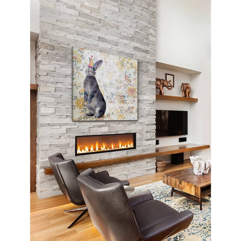Marmont Hill - 'Party Rabbit' by Morgan Jones Painting Print on Wrapped Canvas - Multi-Color