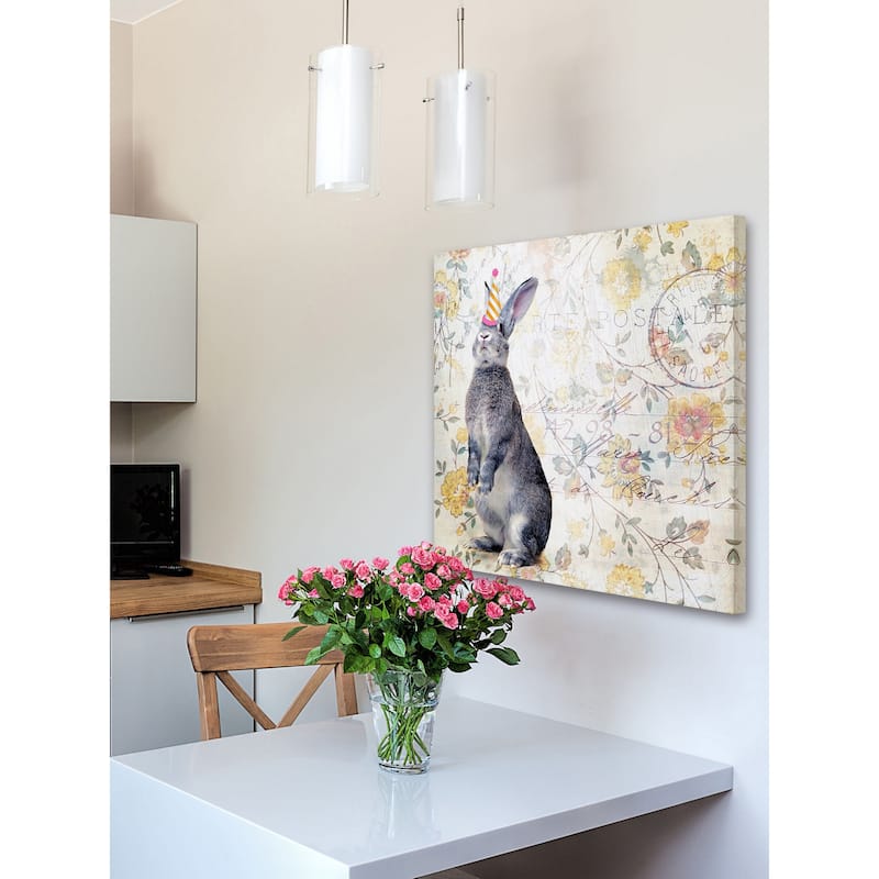Marmont Hill - 'Party Rabbit' by Morgan Jones Painting Print on Wrapped Canvas - Multi-Color
