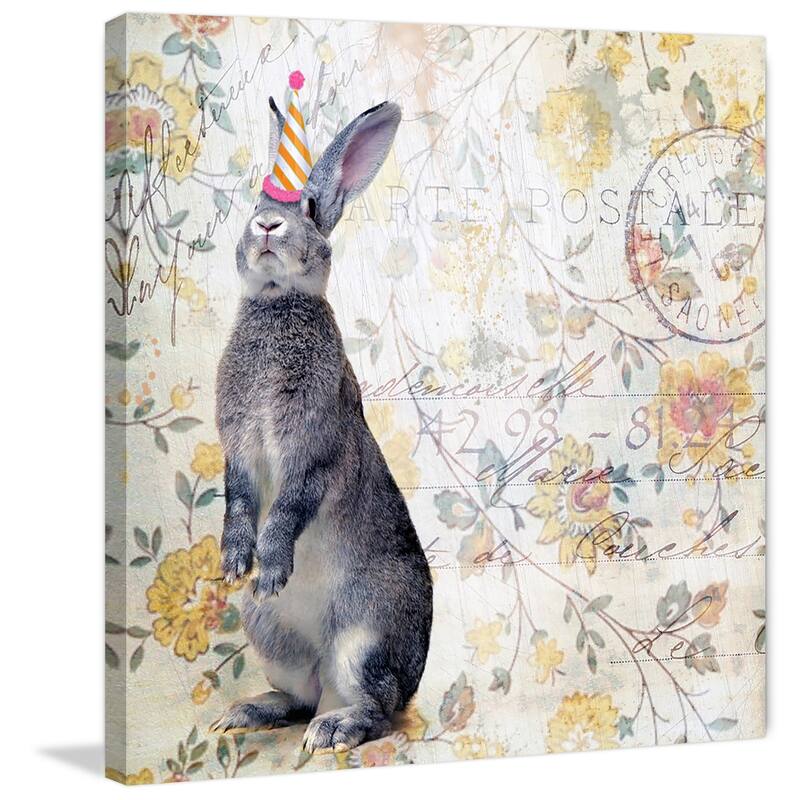 Marmont Hill - 'Party Rabbit' by Morgan Jones Painting Print on Wrapped Canvas - Multi-Color