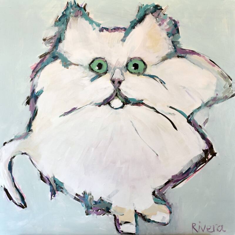 Marmont Hill - 'Kitty Kat' by Michelle Rivera Painting Print on Wrapped Canvas - Multi-Color