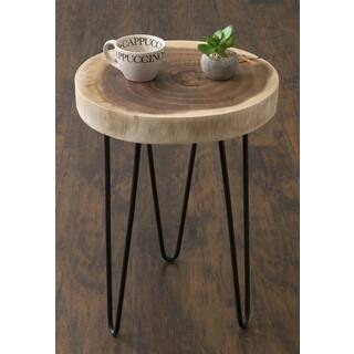 Carbon Loft Julia Brown Teakwood Round Accent Table