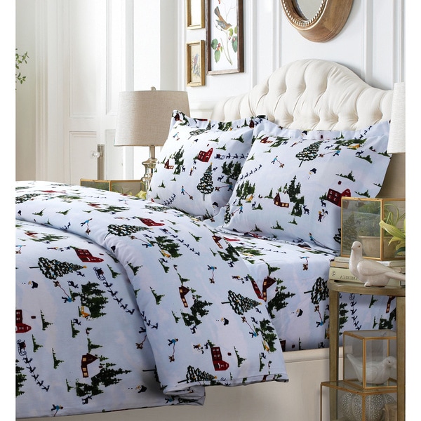 Shop North Pole Printed Cotton Flannel Twill 3-piece Oversize Duvet ...