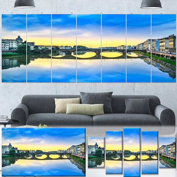 Designart 'Carraia Medieval Bridge on Arno River' Beach Canvas Wall Art