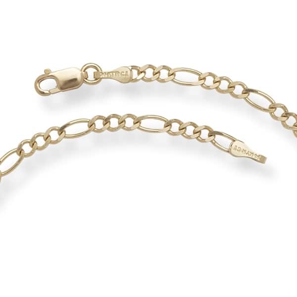 B1553 Fine Looking 14k Solid Gold Thin Design Figaro Chain Anklet 8.2-14k Solid Yellow Gold