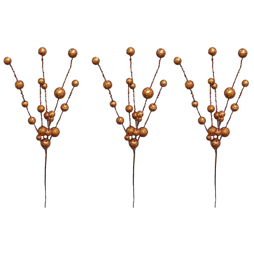 29-inch Glitter Berry and Ball Copper Christmas Spray (Pack of 3)