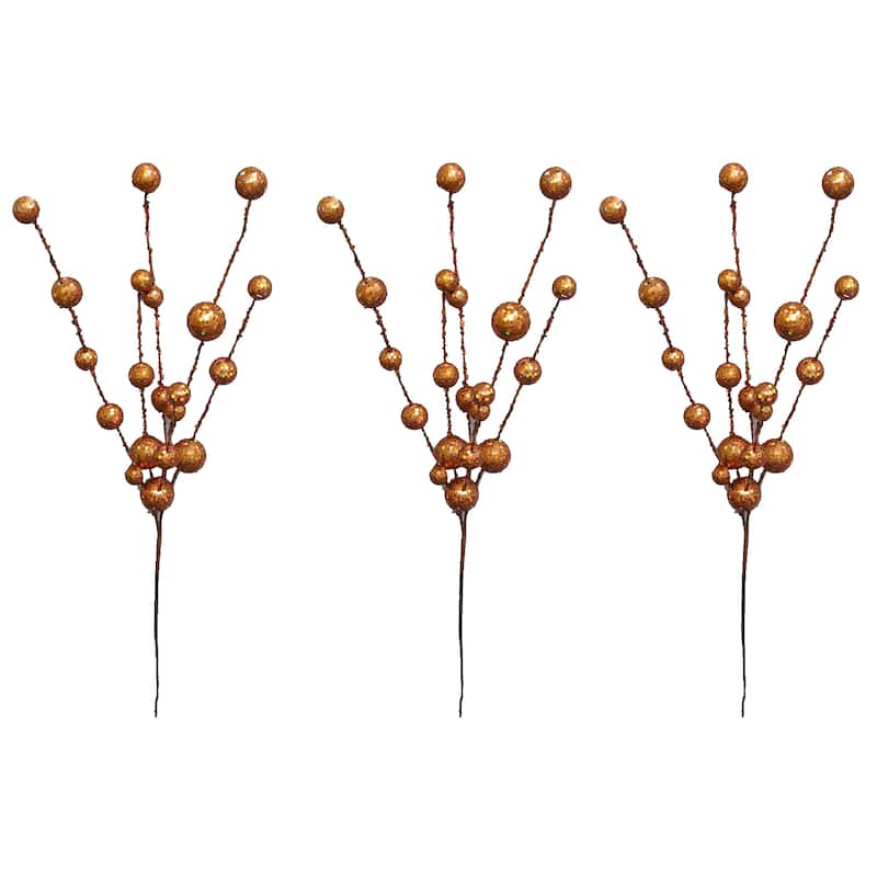 29-inch Glitter Berry and Ball Copper Christmas Spray (Pack of 3)