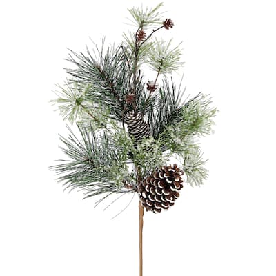 24" Iced Pine with Pinecone Spray