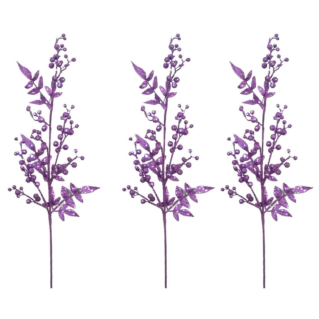 Lavender 40-inch Glitter Berry Christmas Sprays (Set of 3) - GXL0933-LAVENDER-3