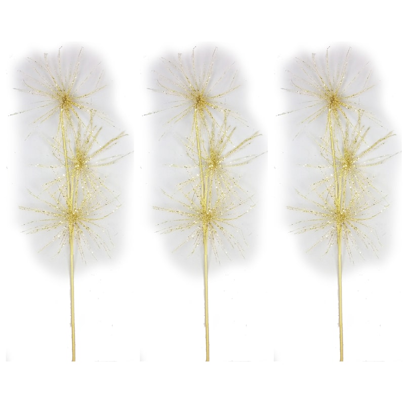 Gold-tone Plastic and Glitter 40-inch Starburst Christmas Sprays (Pack of 3)
