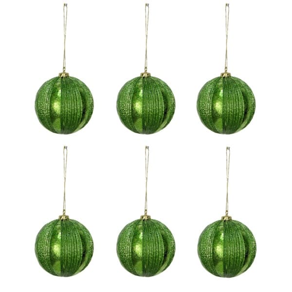 Green Plastic 4 Inch Ribbed Christmas Ornament Balls 6 Pack Overstock 13253902