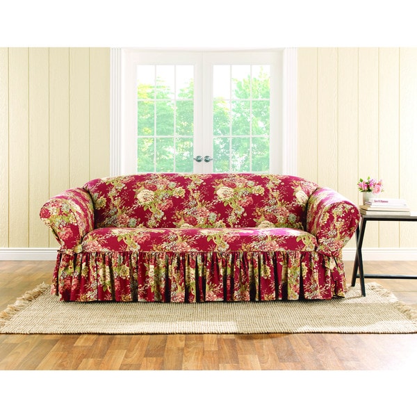 Sure Fit Ballad Bouquet Sofa Skirted Slipcover - Free 